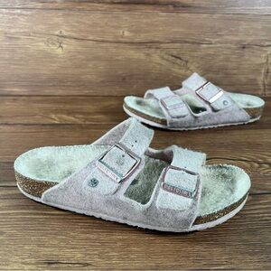 Birkenstock Arizona Rivet Felt Sandals Size 3Y Pink Winter Shoes Wool